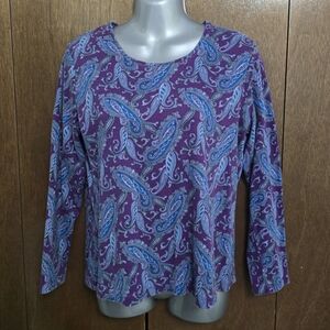 White Stag Paisley Long Sleeve Top - Purple and Blue